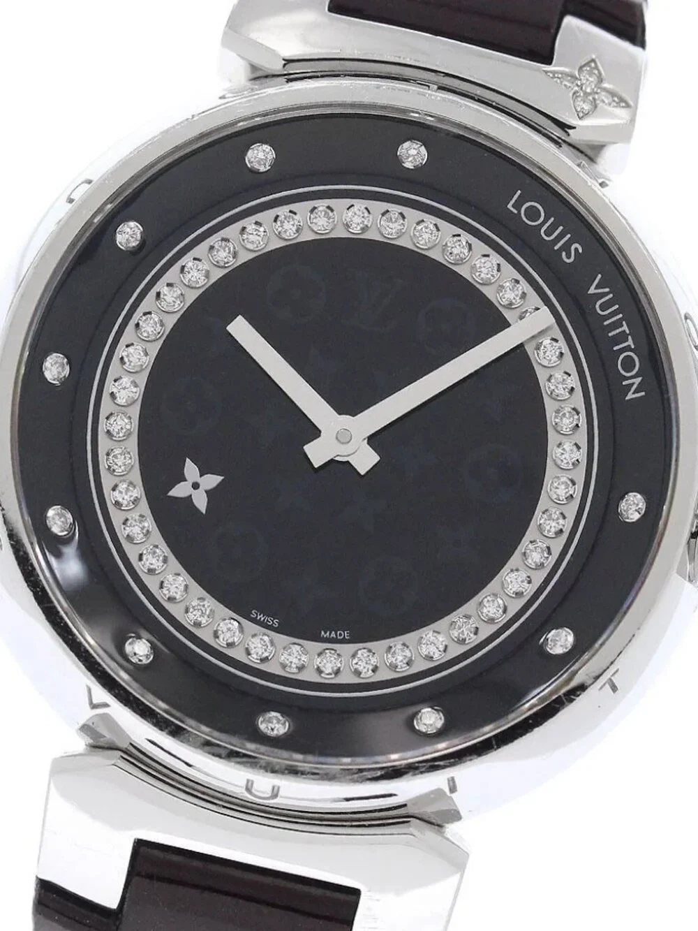 LOUIS VUITTON Tambour Disc Amarant Diamon MM Q1319 diamond Quartz Ladies_968337